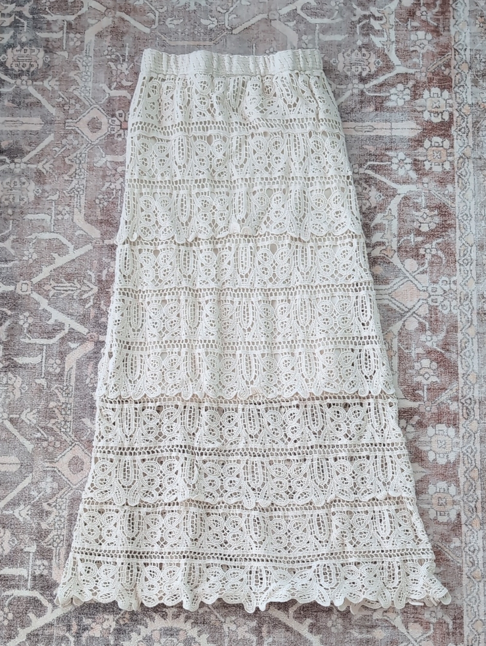Women's Crochet Lace Maxi Skirt - Cream